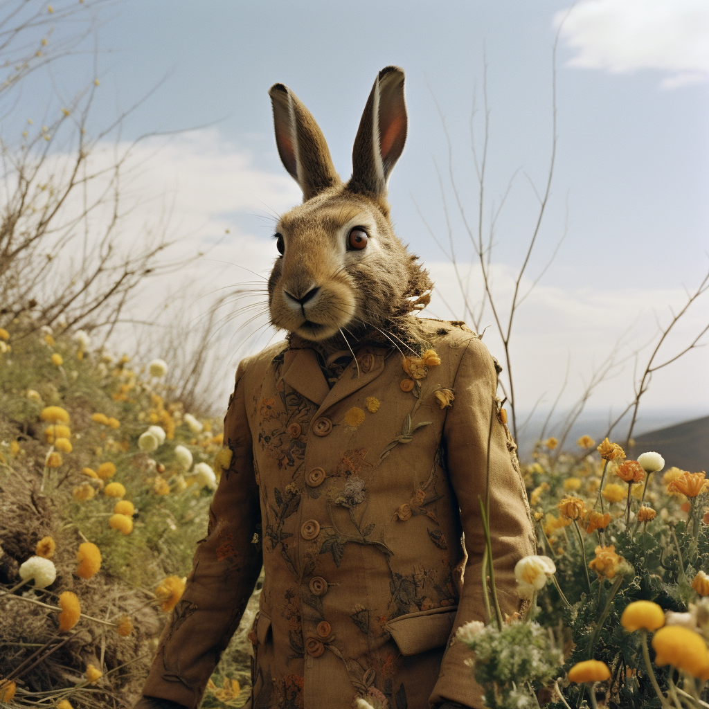 Beautiful brown hare in nature