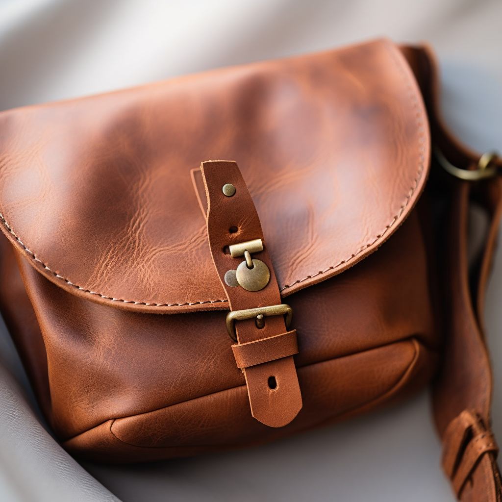 Adorable brown leather bag pouch