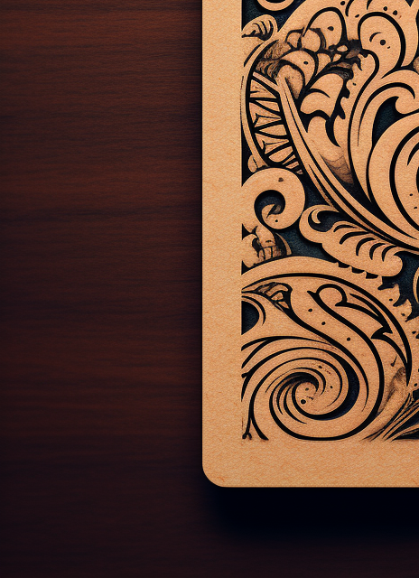 Brown paper tag with inked designs