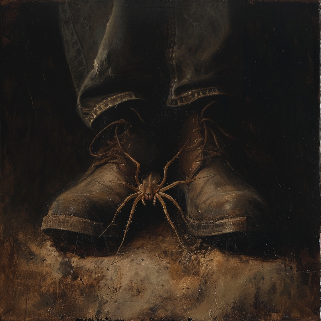 Brown recluse spider in boot