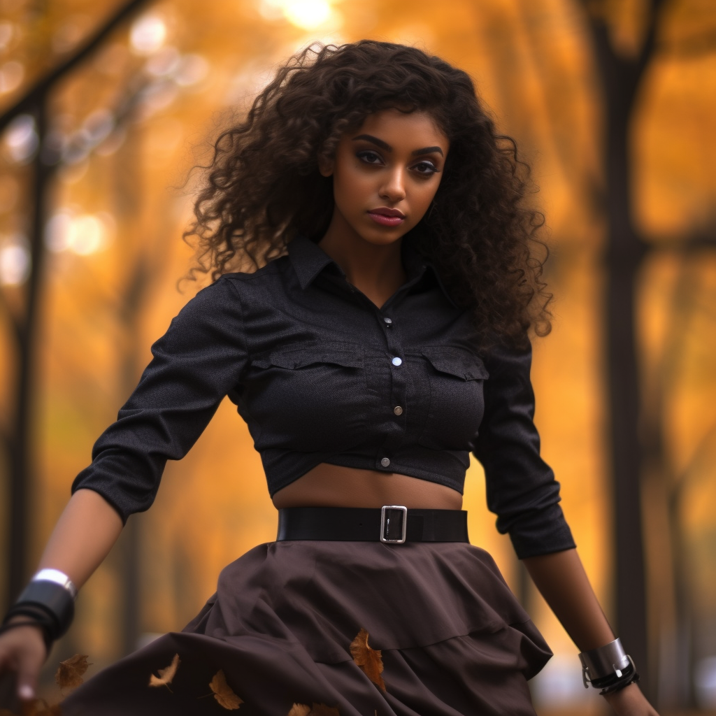 Beautiful Woman with Curly Hair and Warm Smile