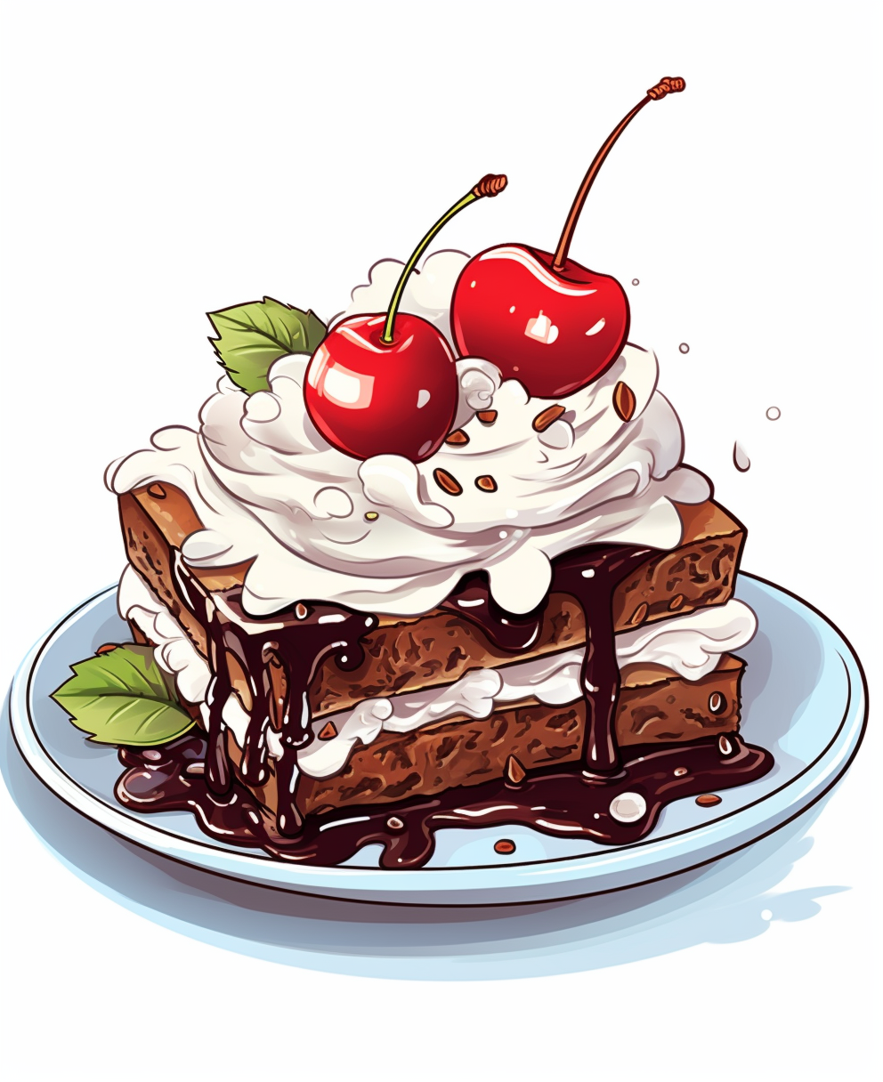 Brownies with Whipped Cream and Cherry