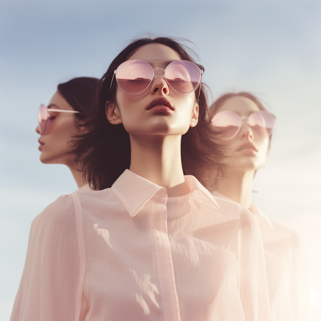 Brunette Model with White Sunglasses Outdoors