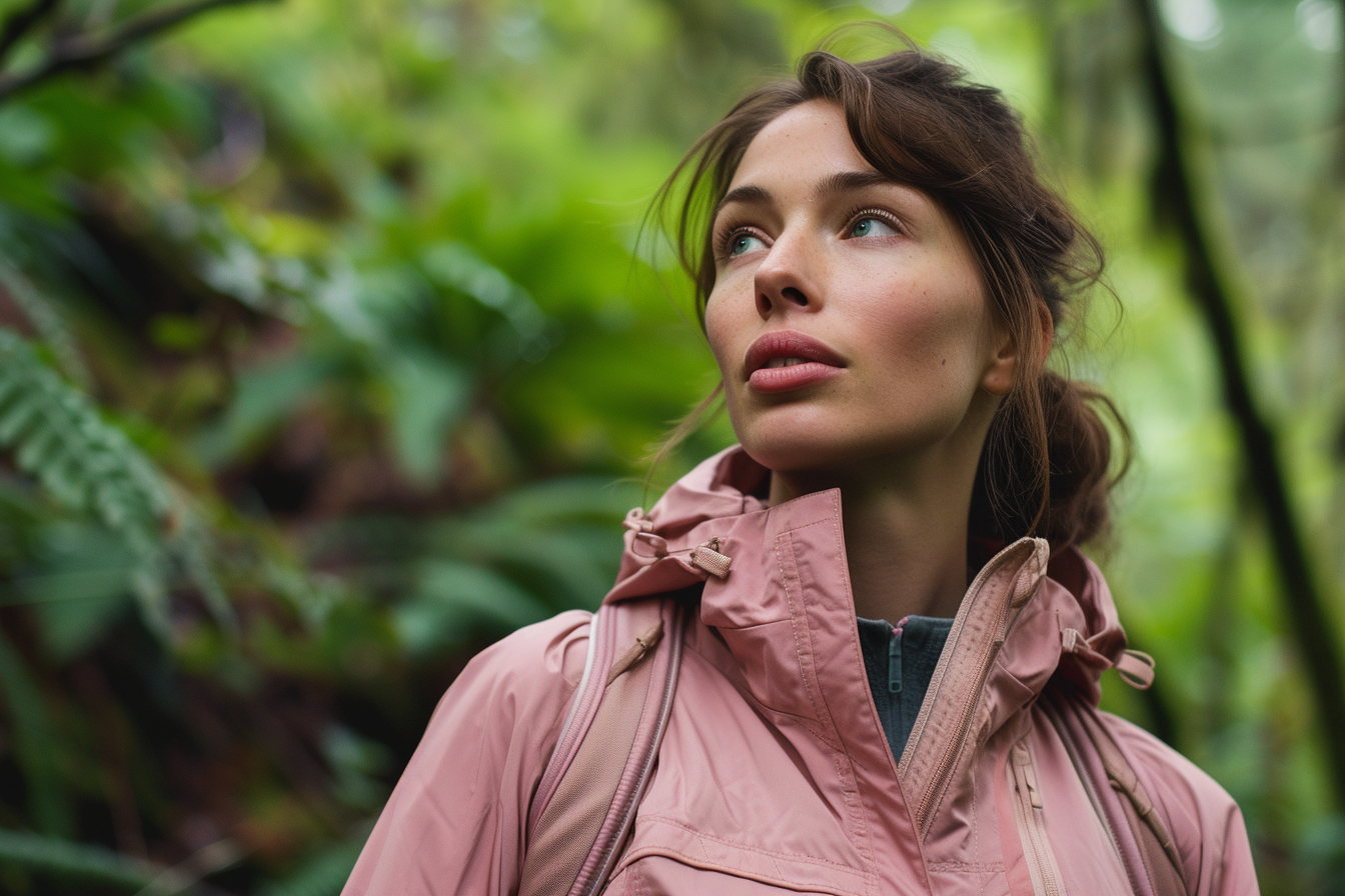 Woman hiking in forest