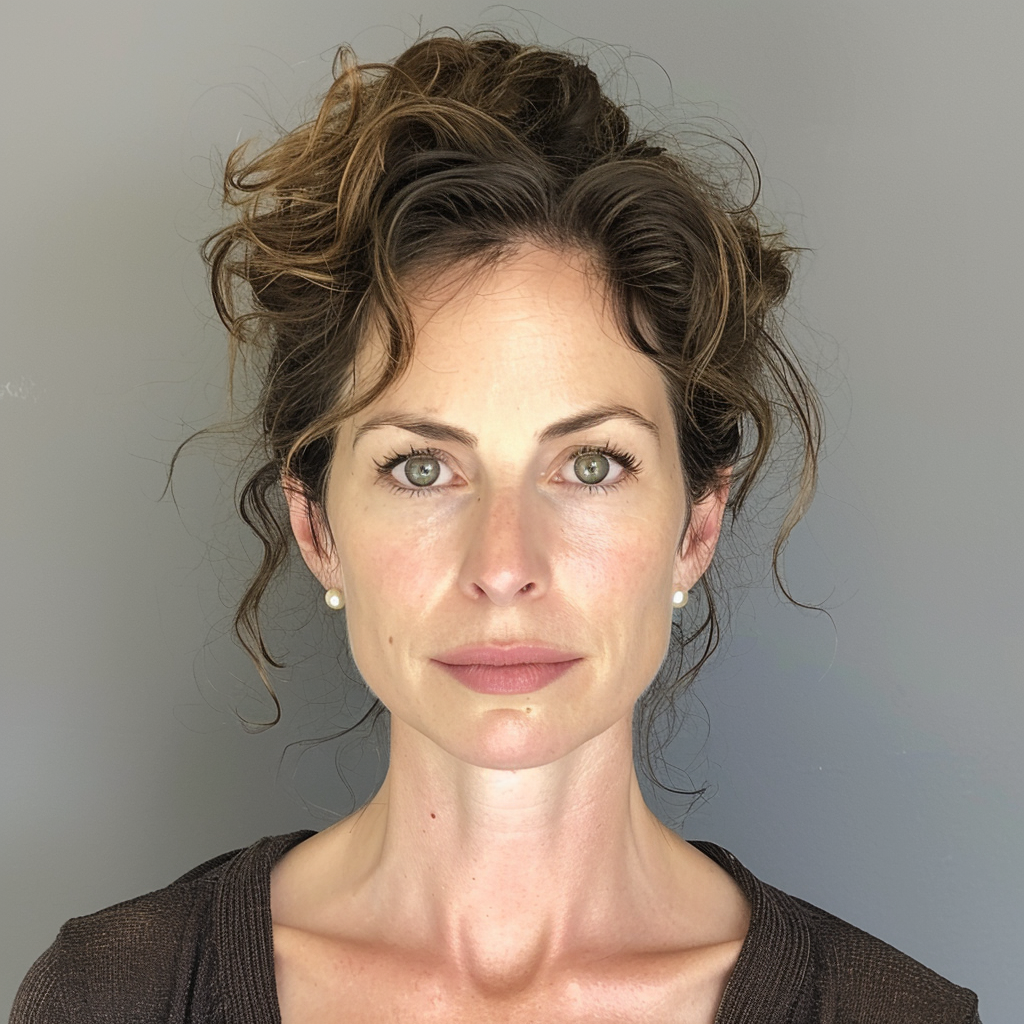 Brunette woman with pearl earrings