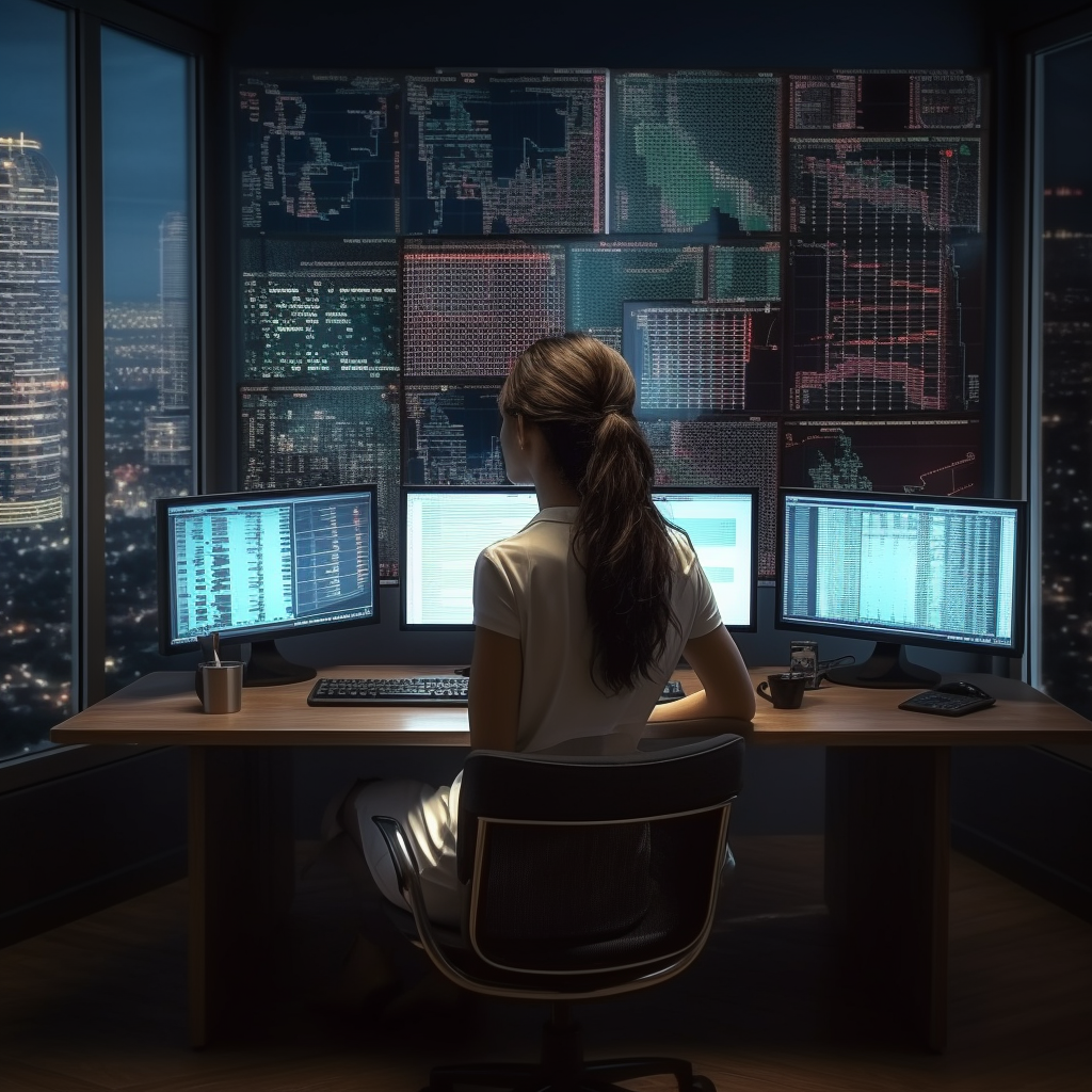 Stylish Business Girl Sitting at Desk