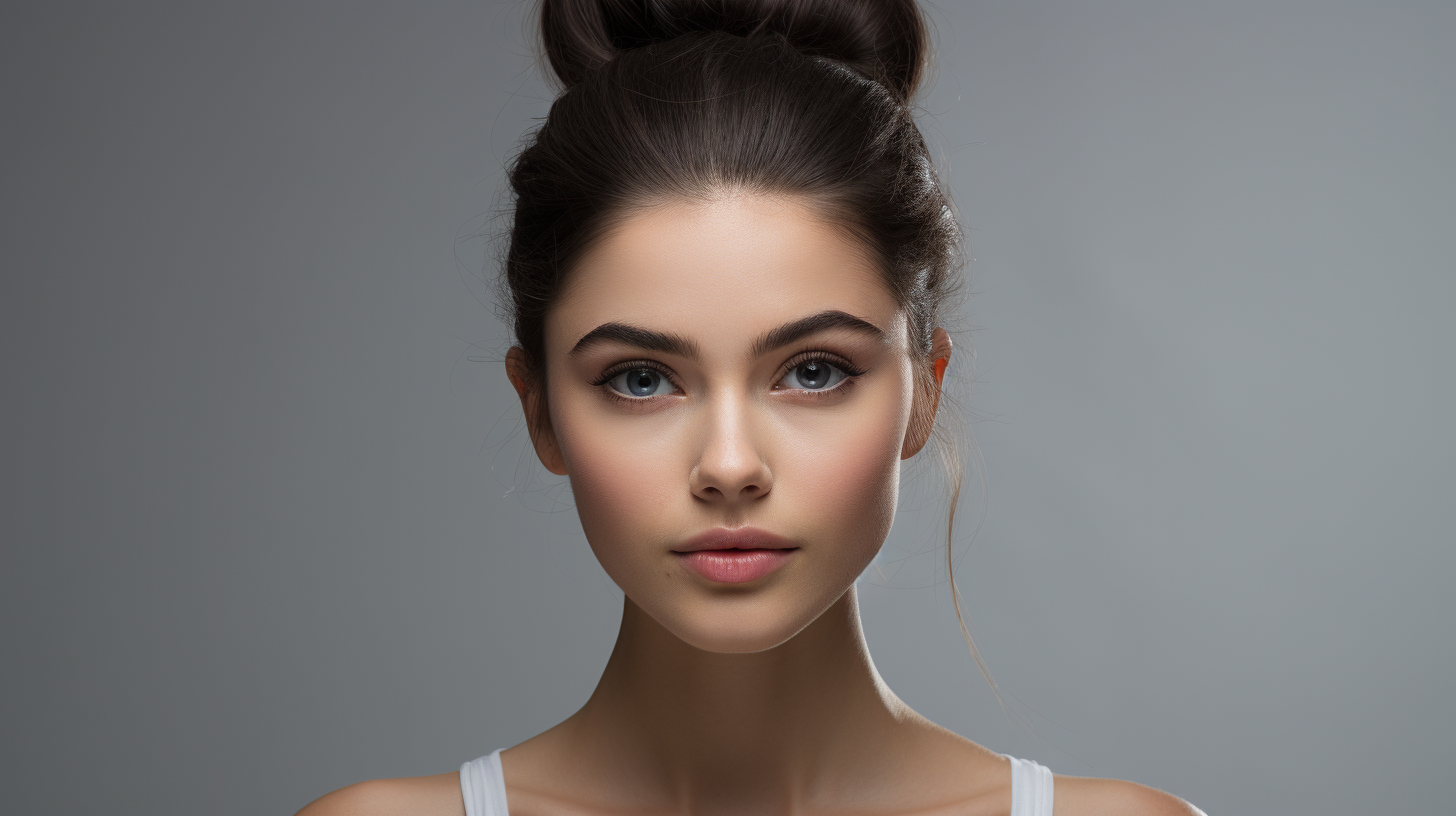 Beautiful brunette girl with bun hair