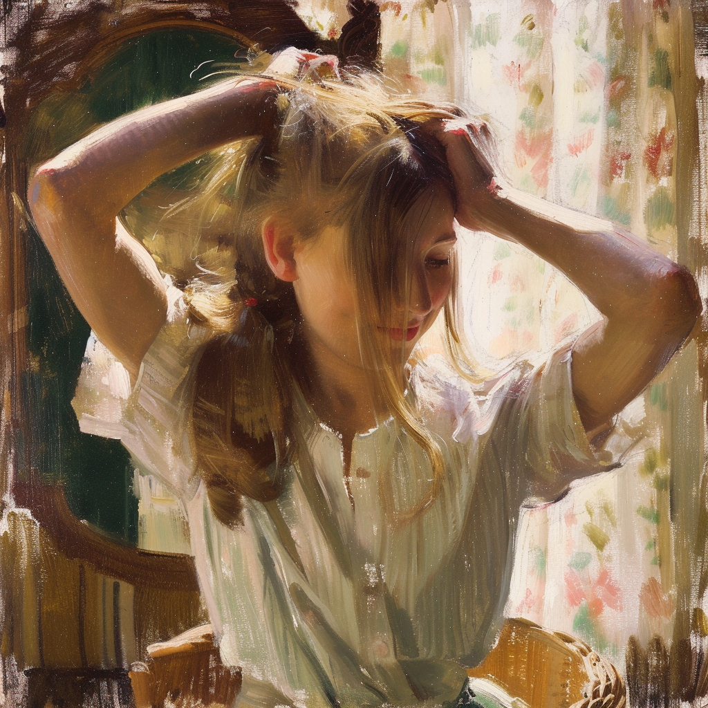 Woman brushing her hair