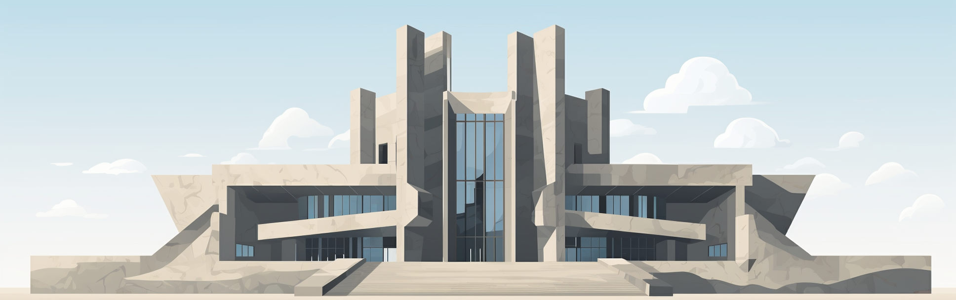 Vector illustration of a brutalist monument