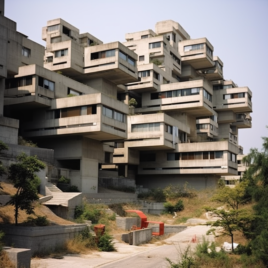 Brutalism and Greek Antics Architecture