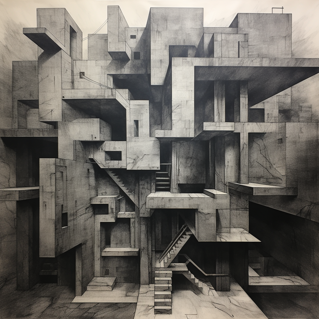 Brutalist charcoal artwork on old paper