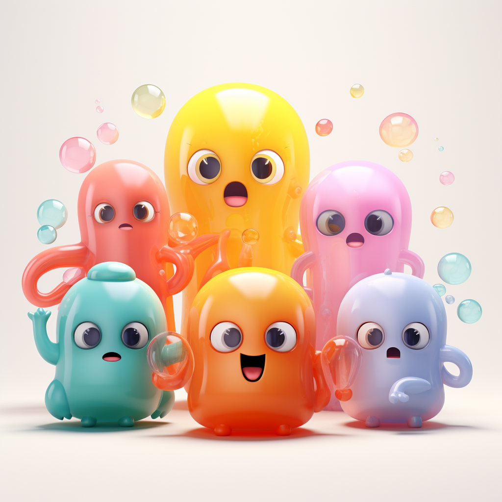 Bubble Characters in Cute Colors