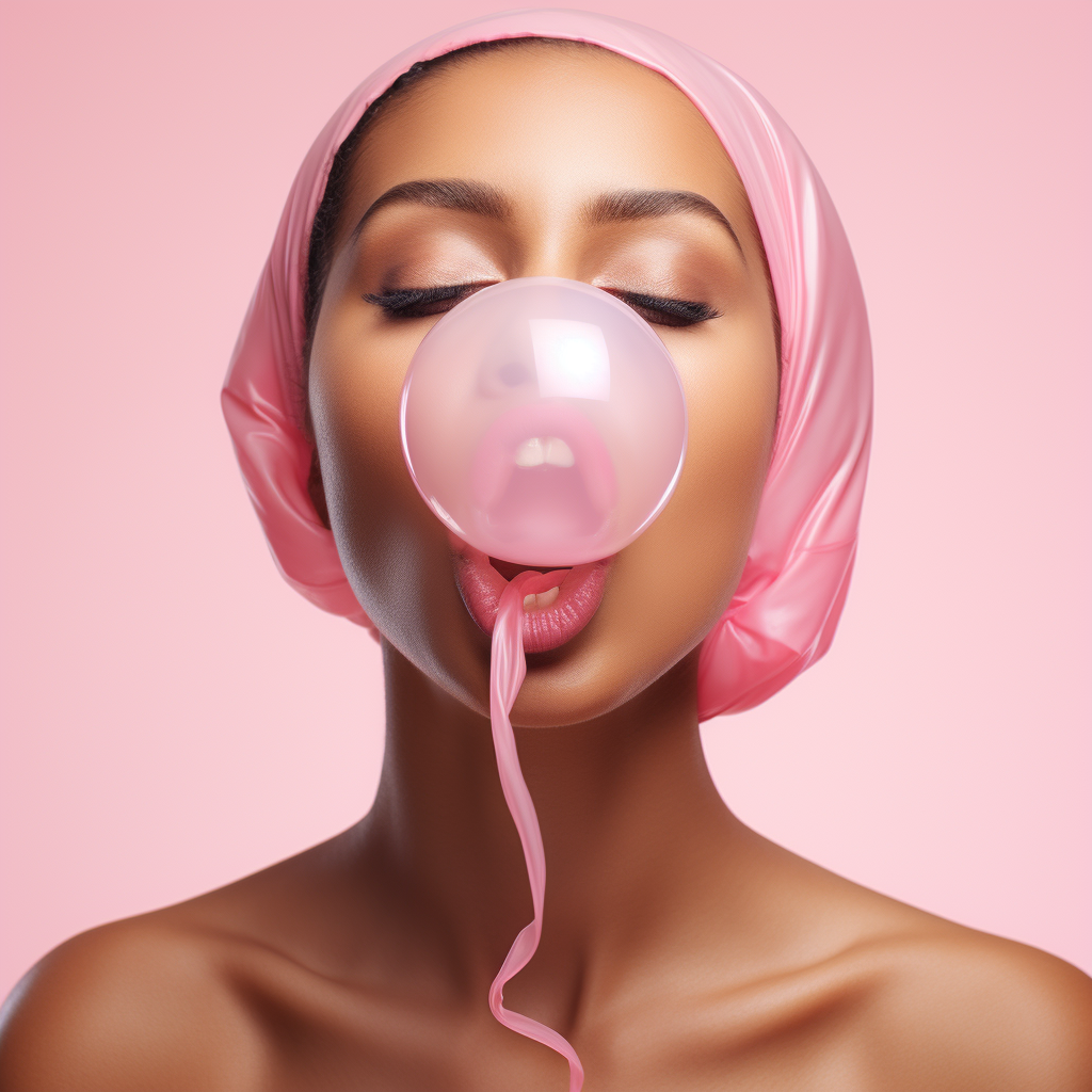 Bubble gum on white background with realistic photoshoot