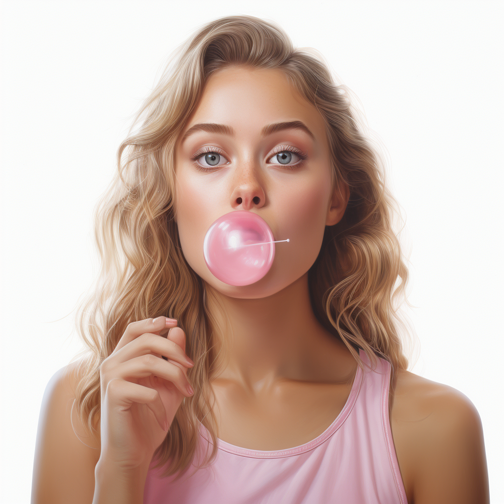 Realistic bubblegum on white background