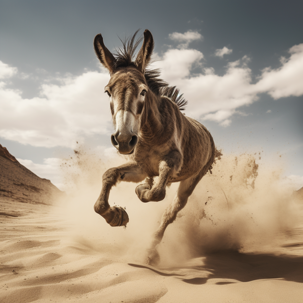 Bucking Donkey in Desert