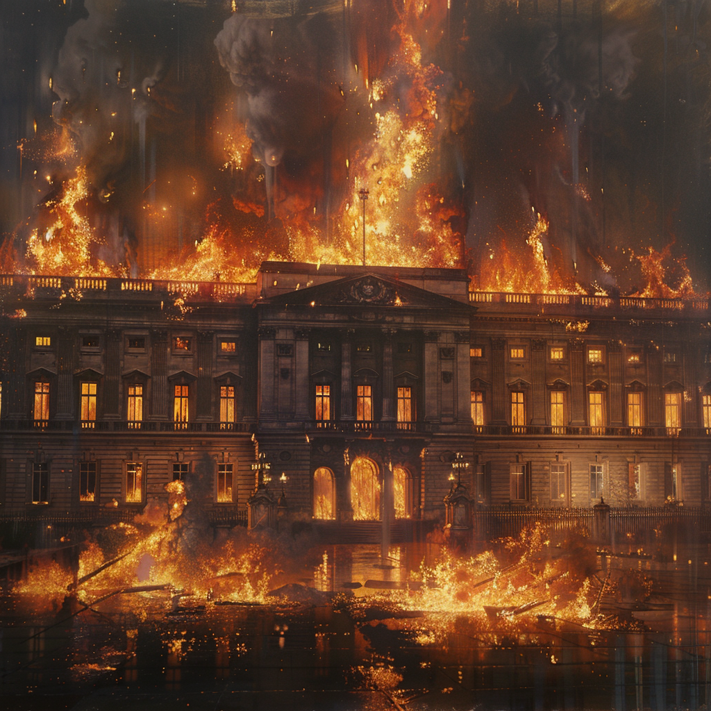 Buckingham Palace on Fire Realistic