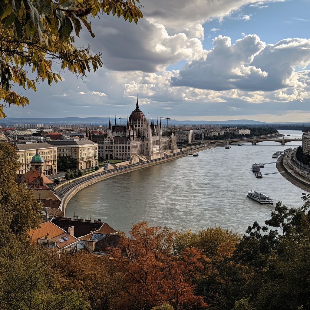 Image of Budapest's Danube Parliament and new skyscraper