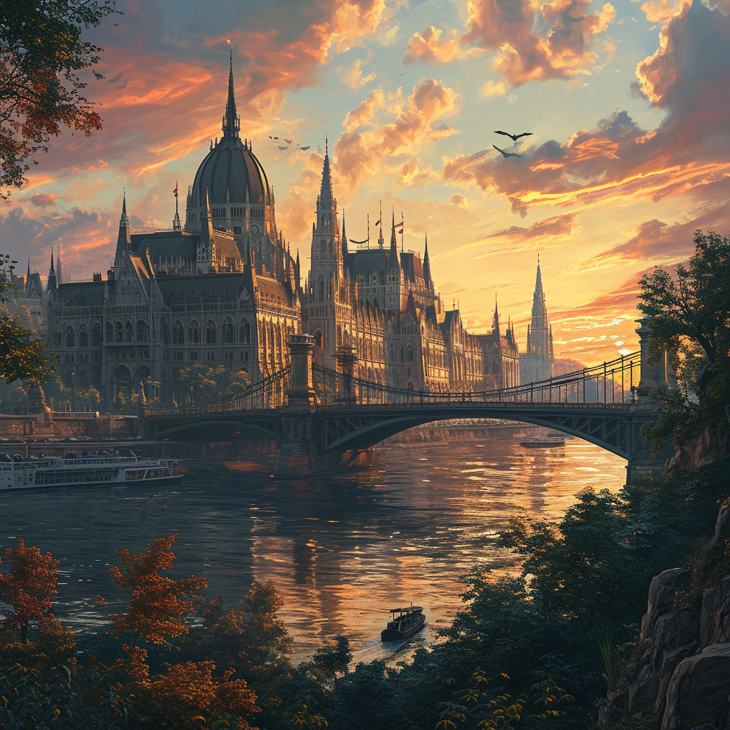 View of Budapest Parliament and Danube in 2044