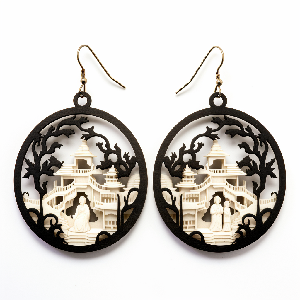 Black and White Buddhism Earring