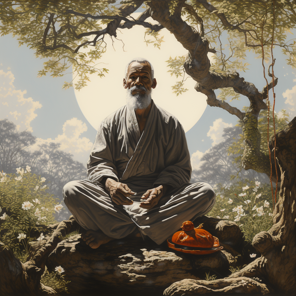 Serene Buddhist Monk Meditating