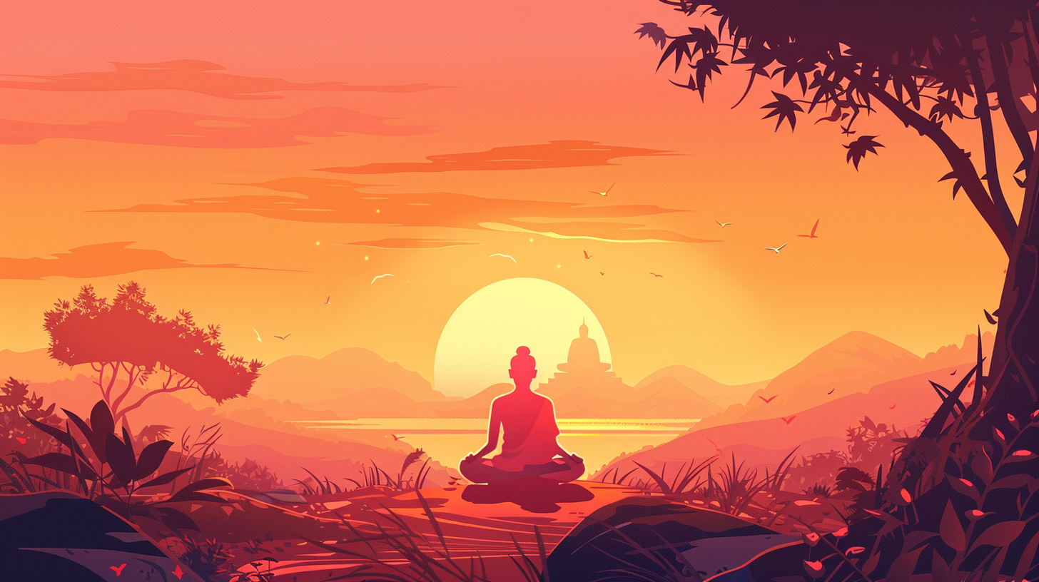 flat character illustration buddhist person