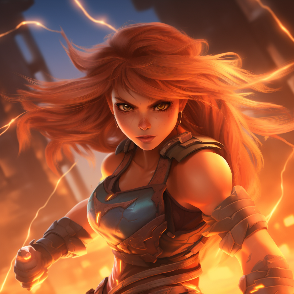 Powerful female fighter with lightning abilities