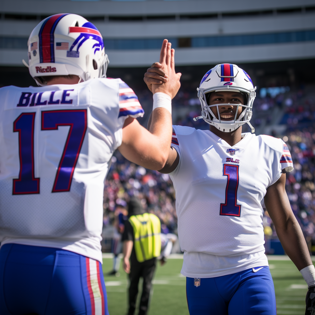 Buffalo Bills Stefon Diggs and Josh Allen celebrating