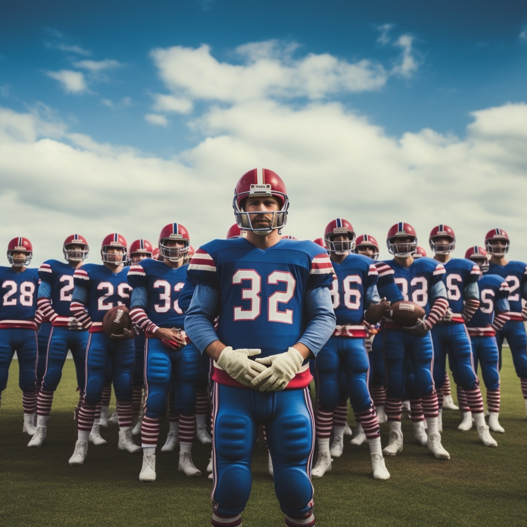 Buffalo Bills Football Team in Wes Anderson Style