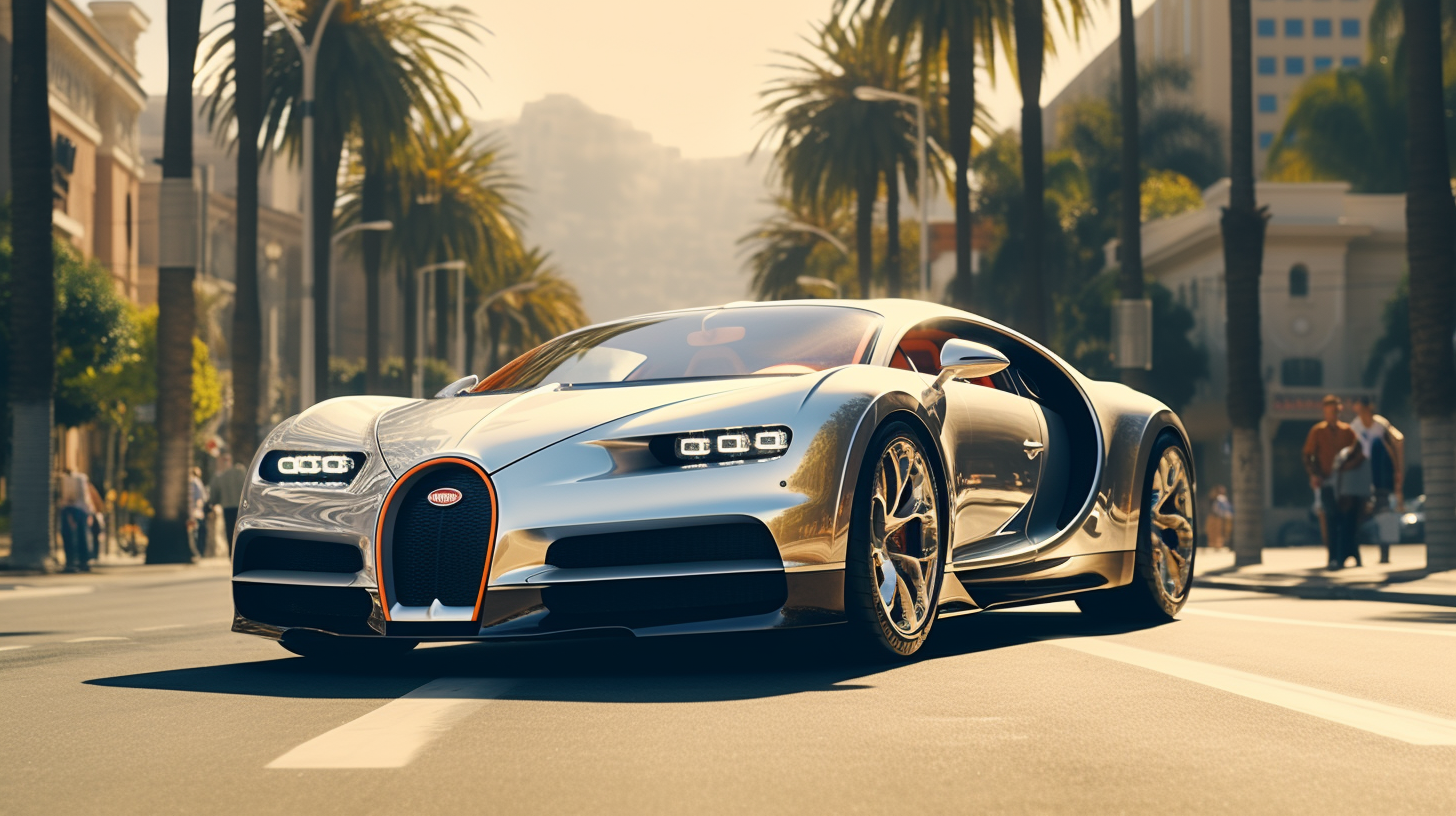 Hyperrealistic Bugatti on Beverly Hills Road