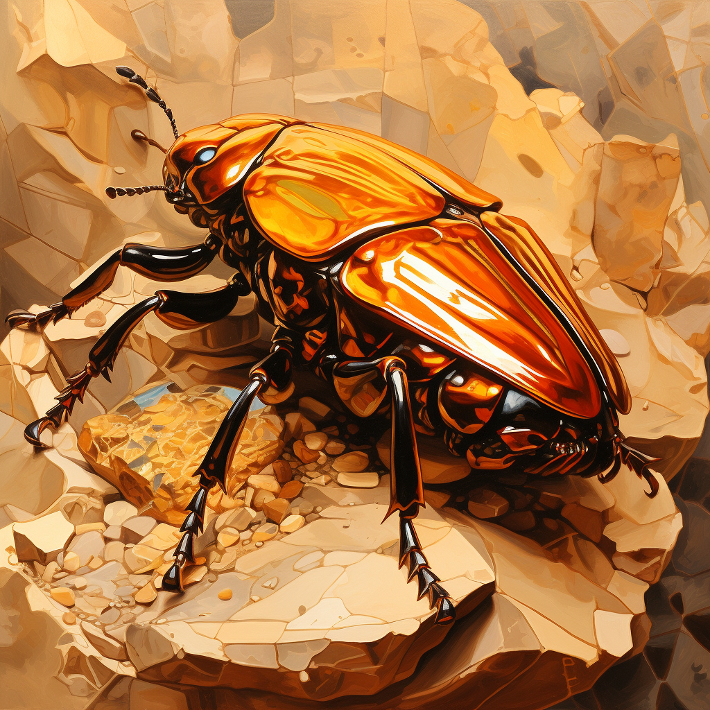 Fossilised Bugs in Amber Painting