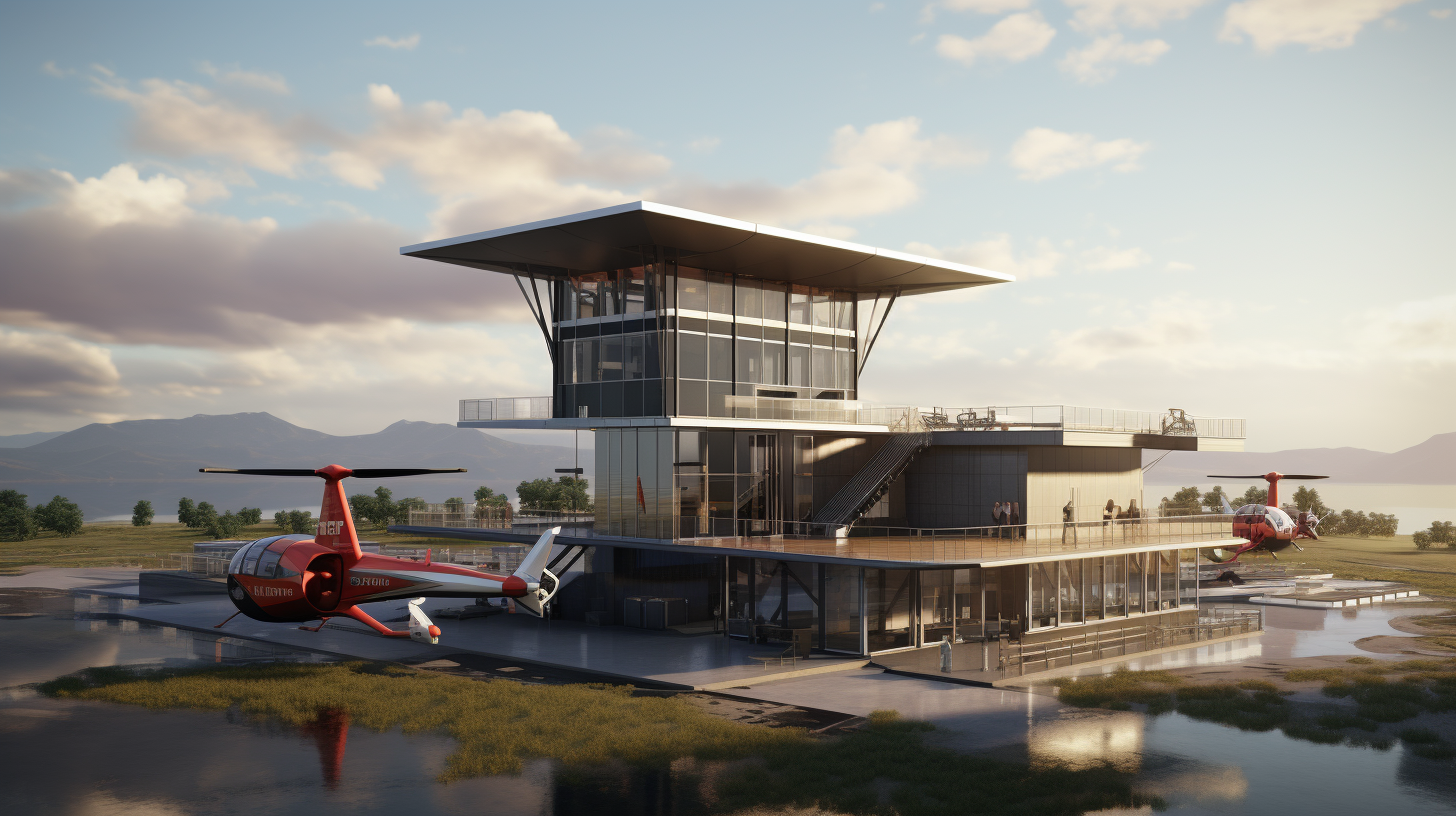 Building-Mounted Vertiport Design Realistic Image