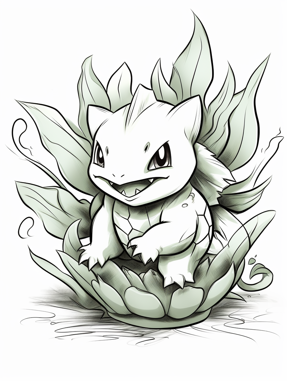 Bulbasaur coloring page with vine whip move