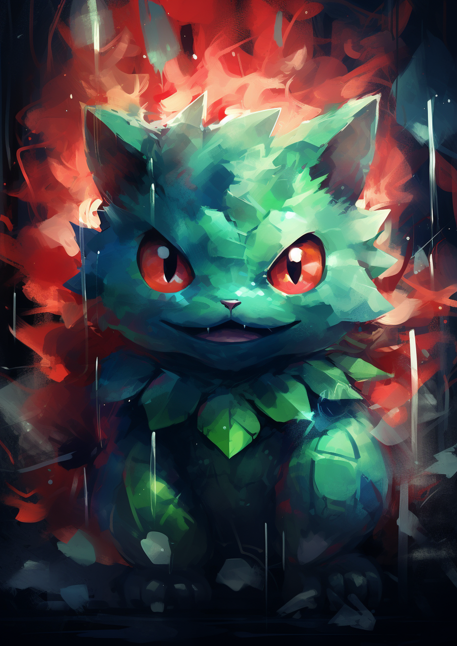 Abstract Bulbasaur artwork with vibrant colors