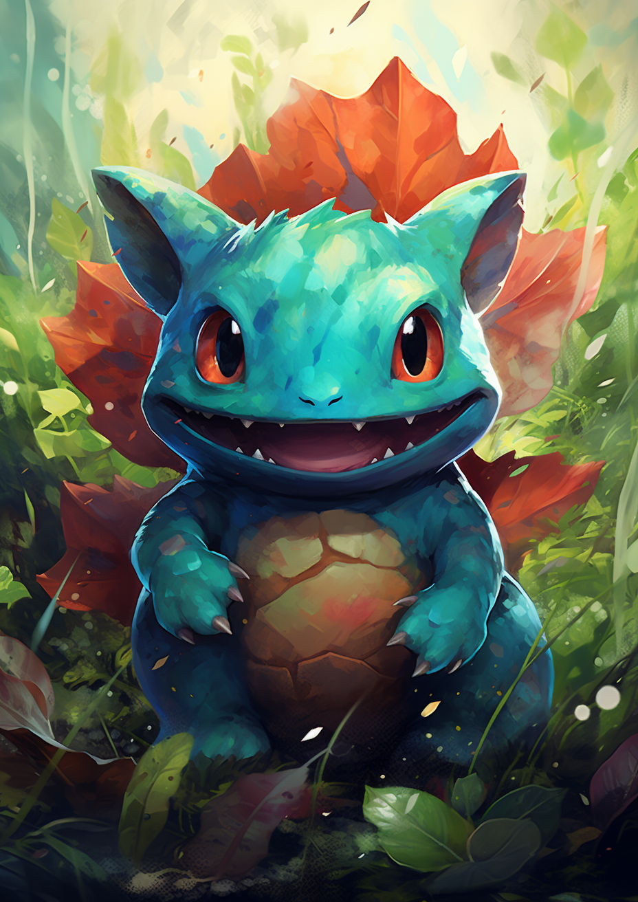 Cute Bulbasaur with Eric Carle style