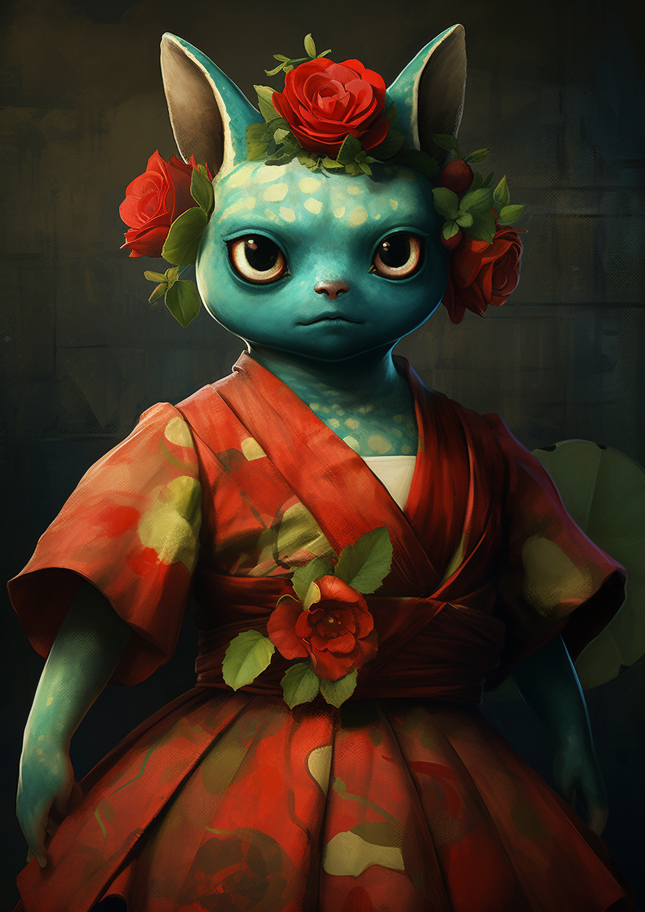 Bulbasaur in Frida Khalo style