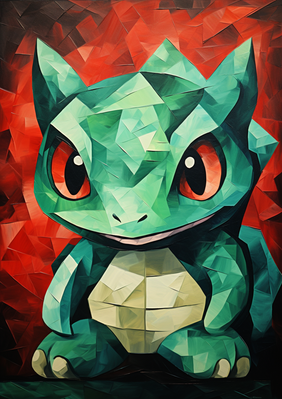 Bulbasaur in Picasso-style Cubism painting