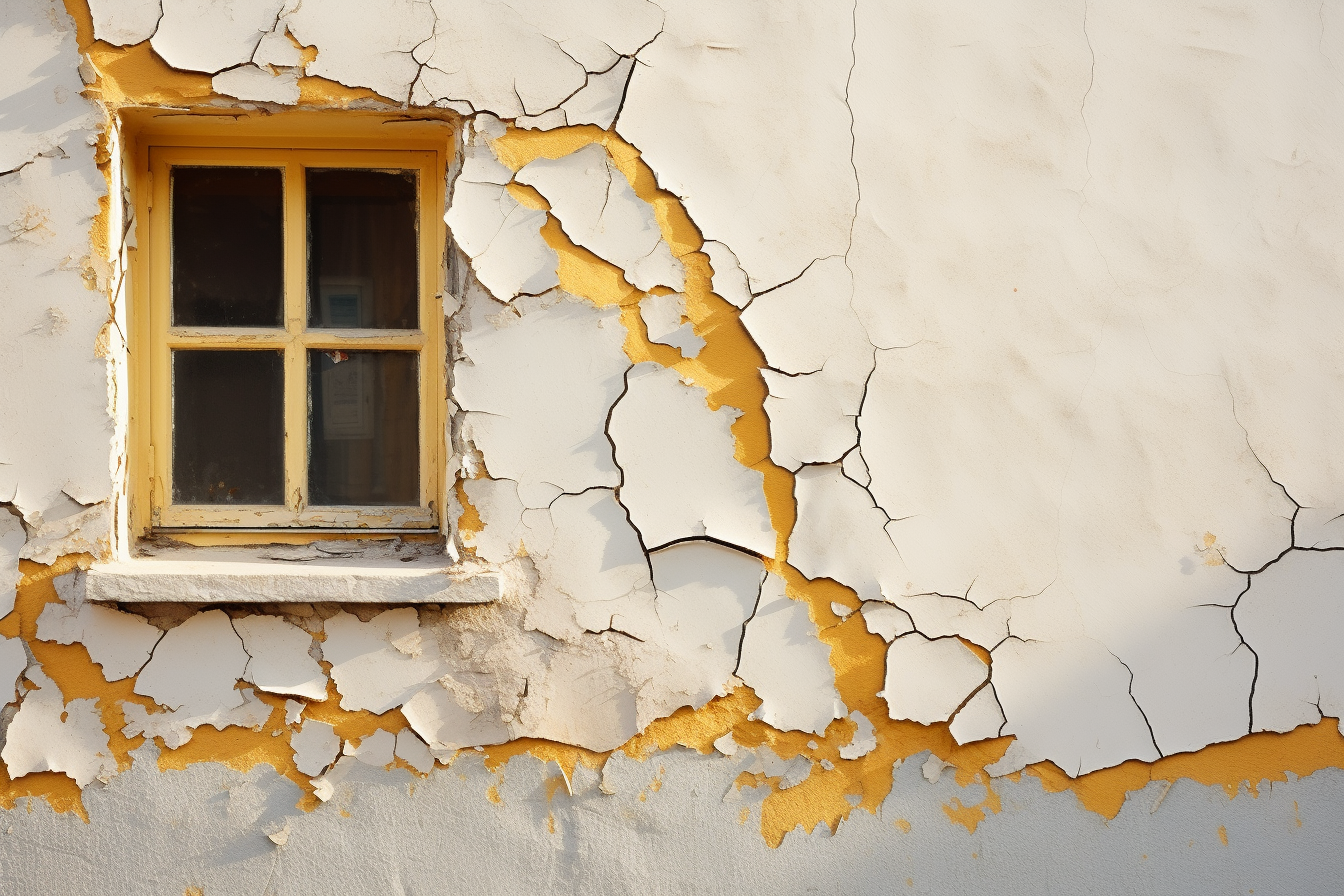 Gold-filled cracks on Bulgarian house facade