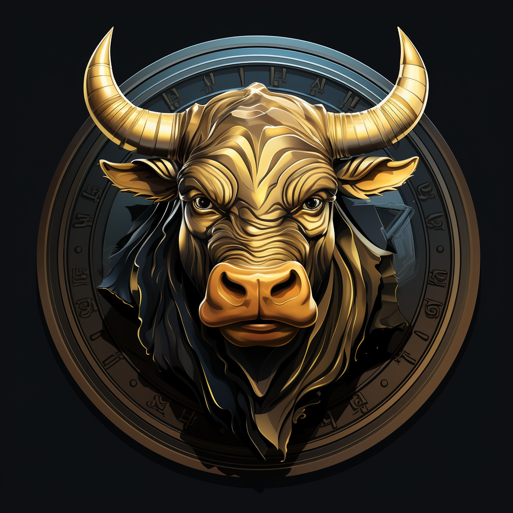 Bull Coin Vector Logo on Black Background