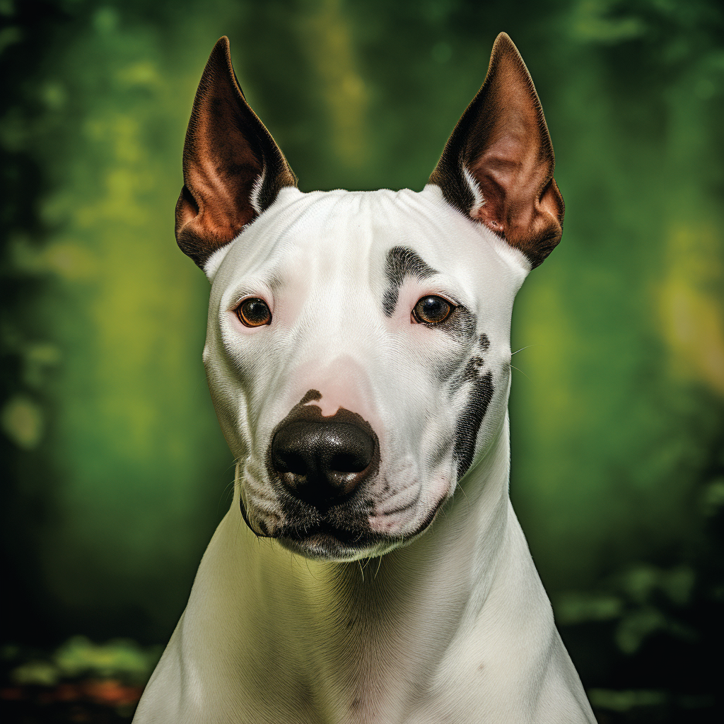 Bull Terrier with captivated gaze