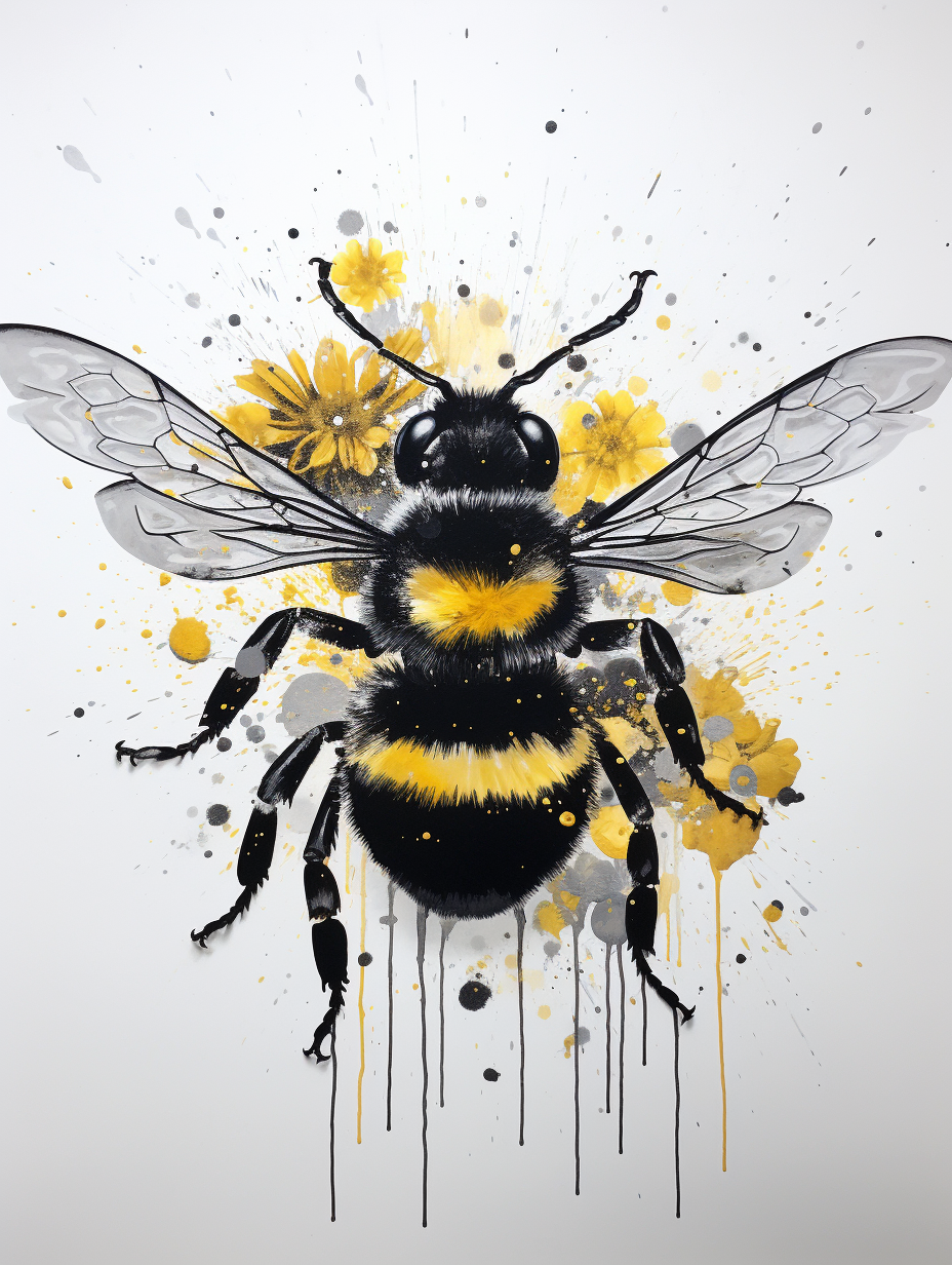 Black Stencil Bumblebee Yellow Abdomen