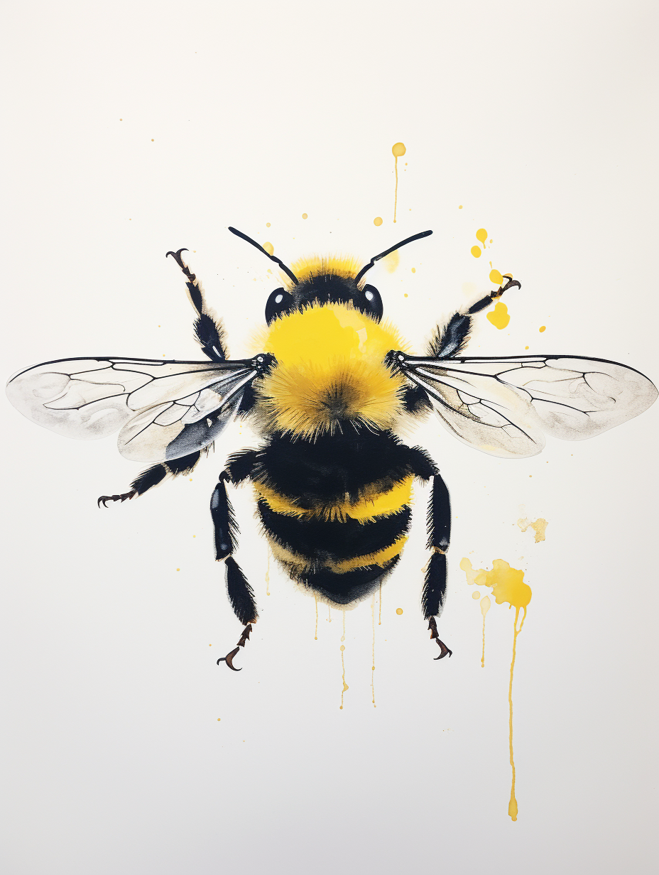 Bumblebee Stencil Yellow Abdomen White Background