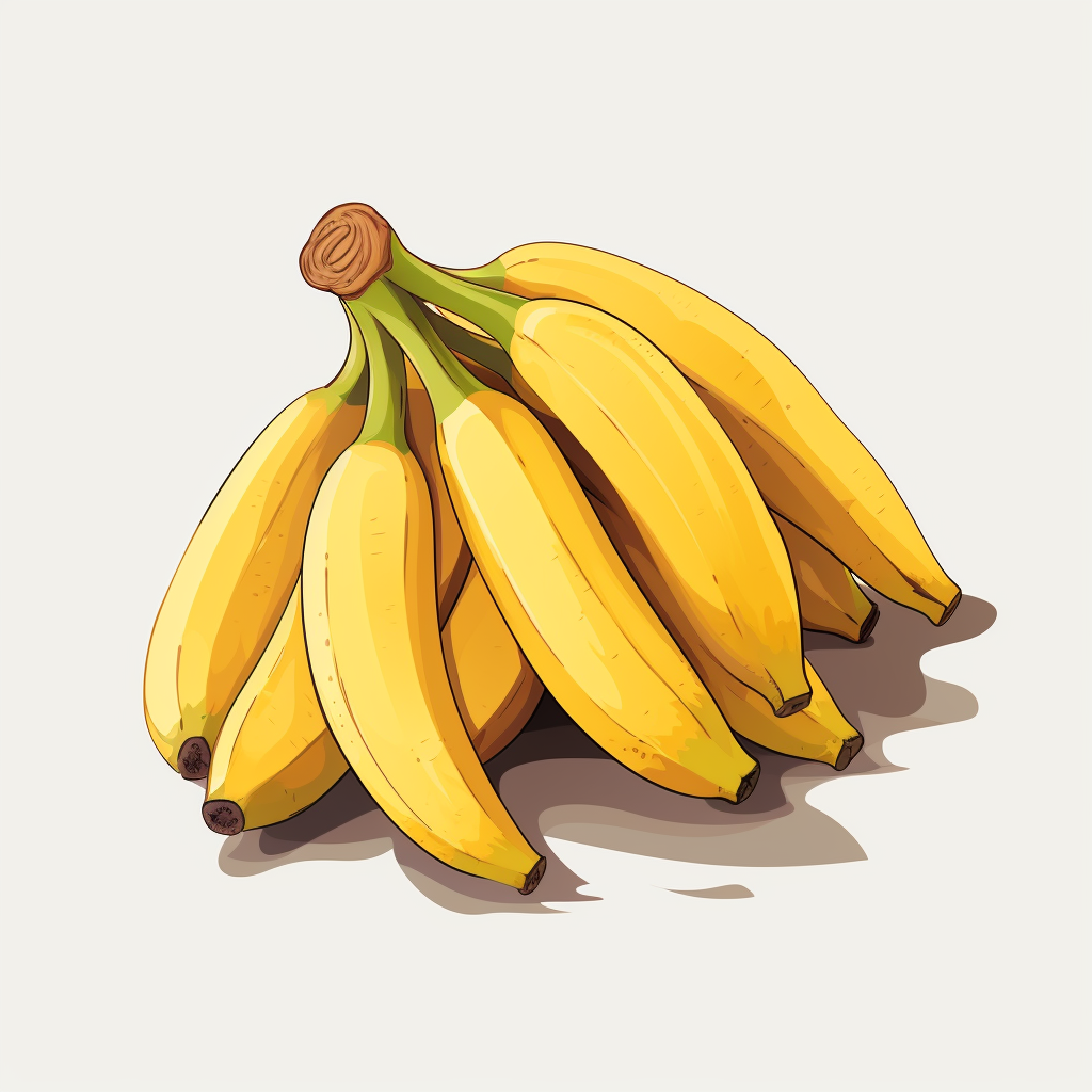 Minimalist bunch of bananas on white background