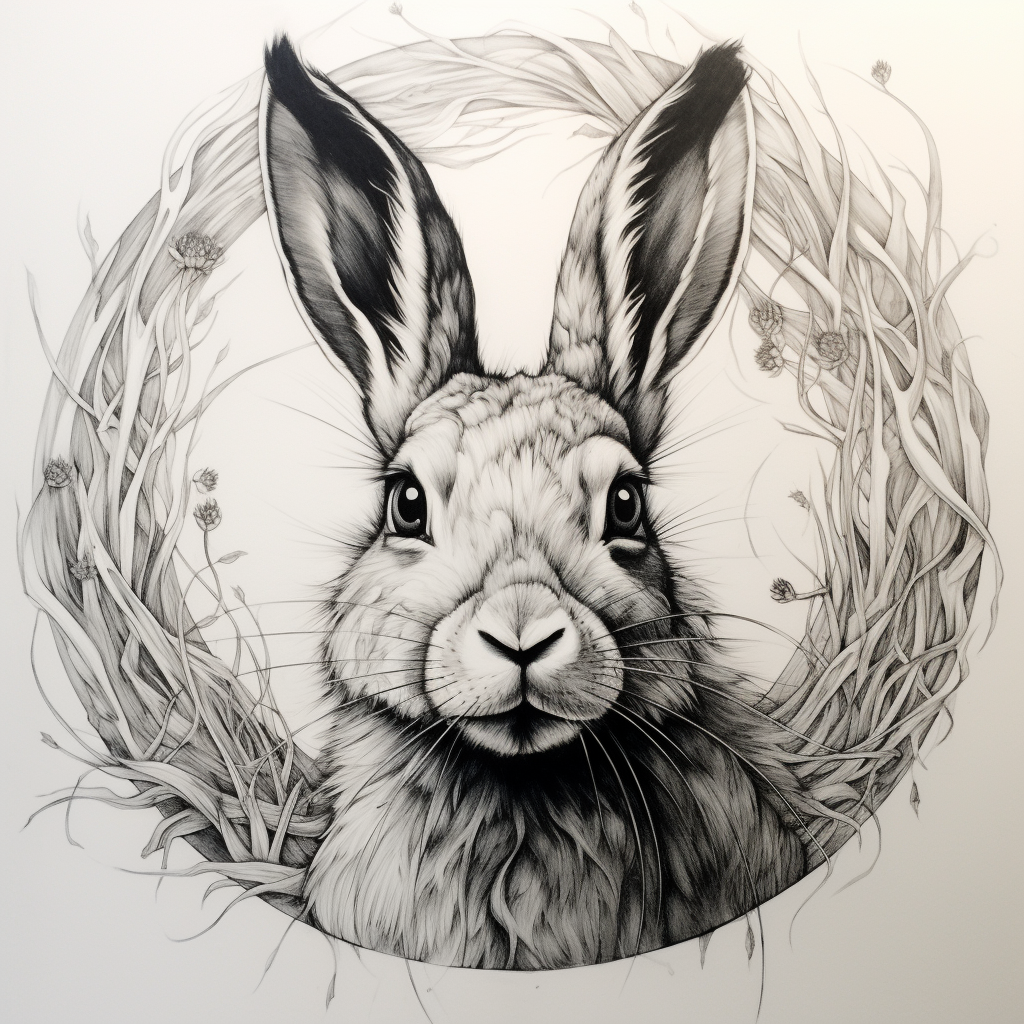 Bunny drawing on a plate