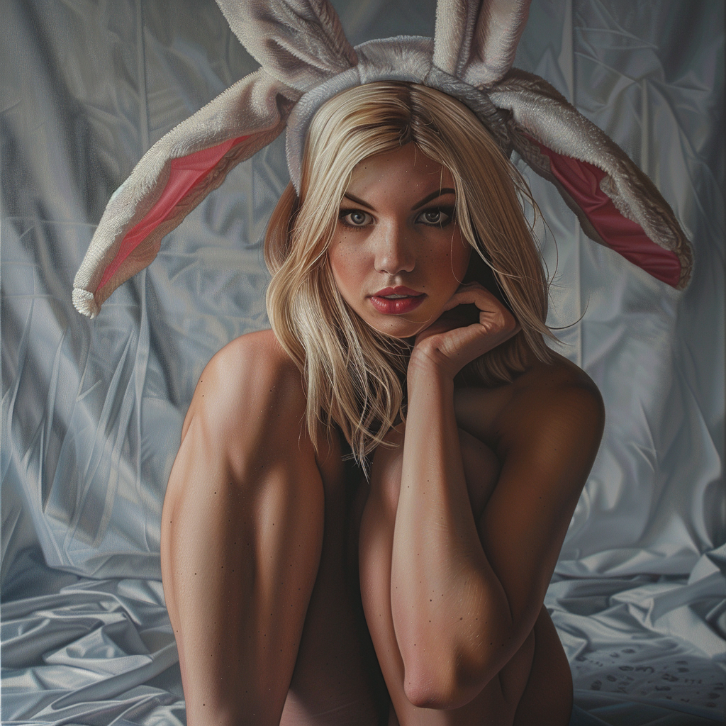 Attractive lady with bunny ears