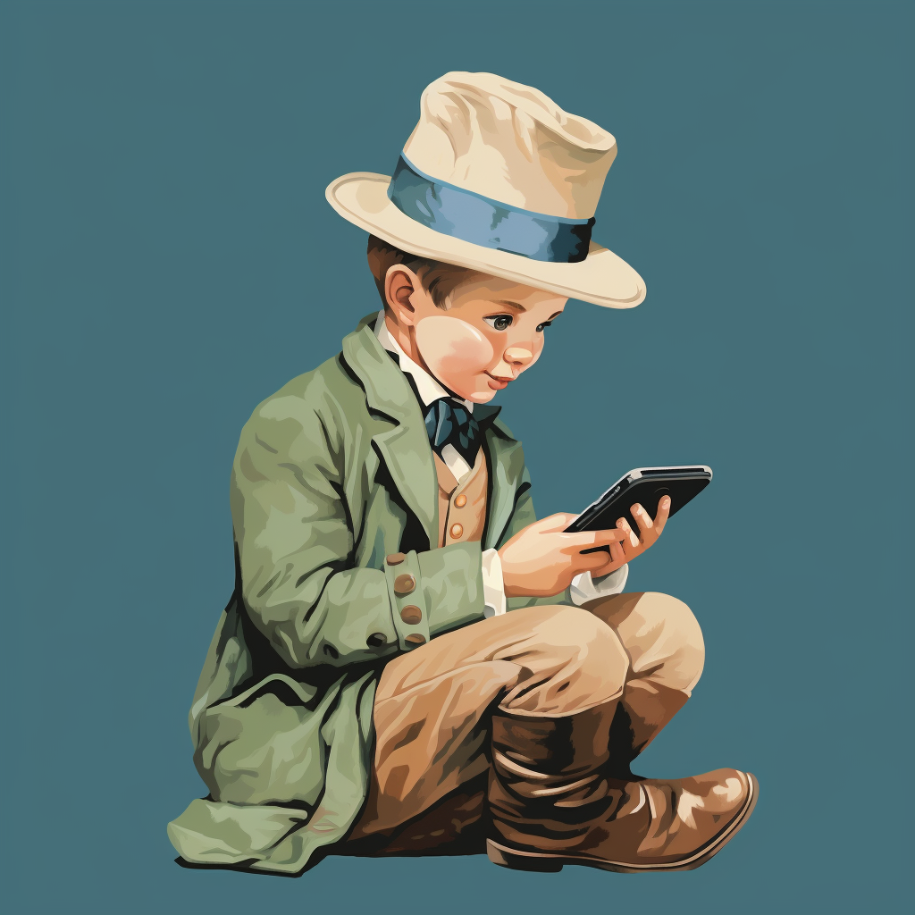 Bunny Wearing Newsboy Cap Scrolling Phone