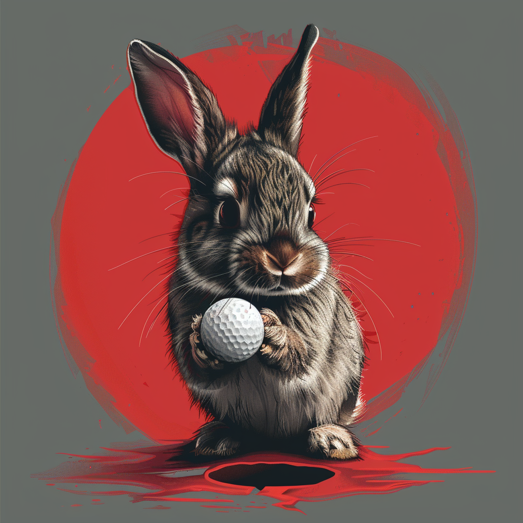 Bunny Rabbit Putting Golf Ball Hole