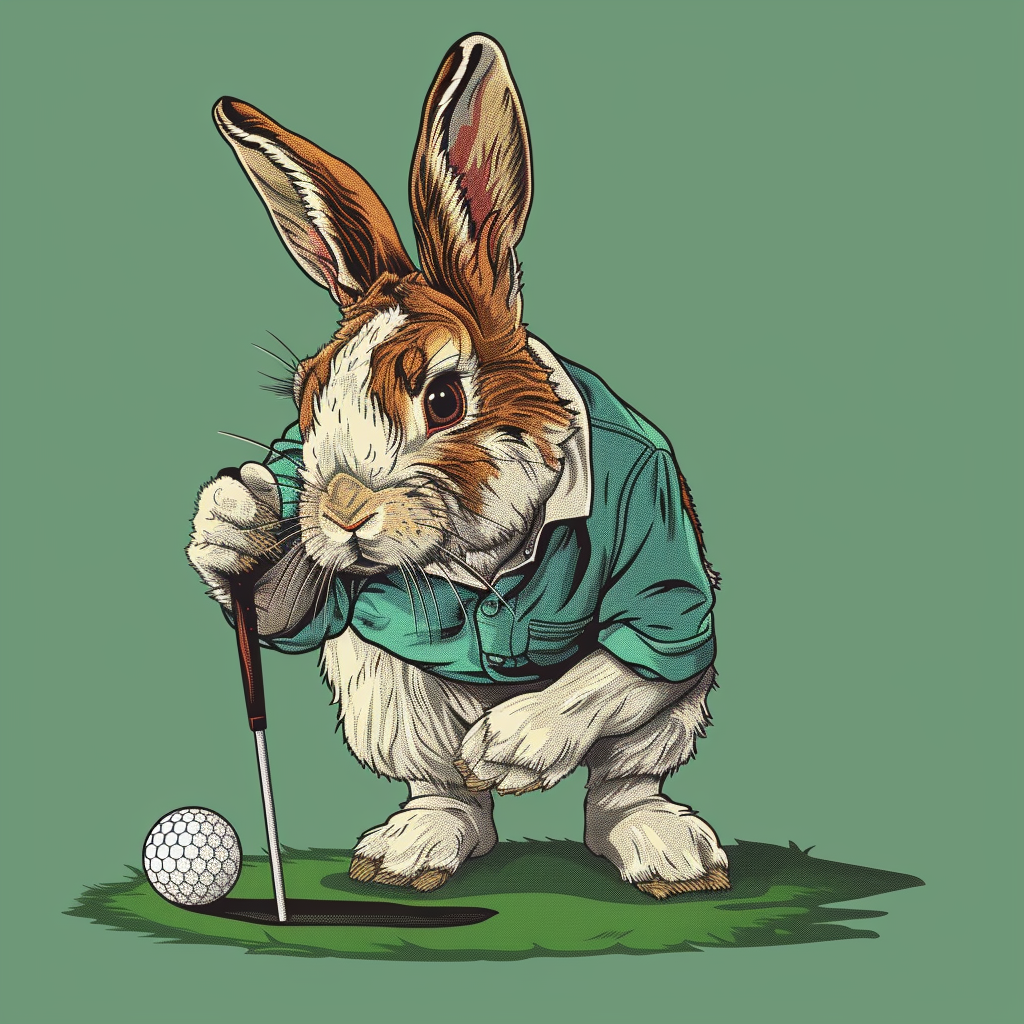 Bunny rabbit putting golf ball logo