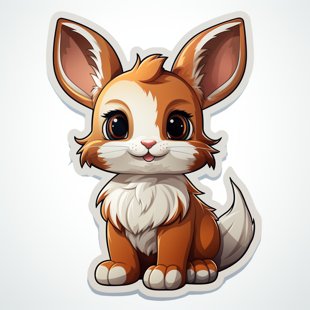 Adorable bunny sticker clipart illustration