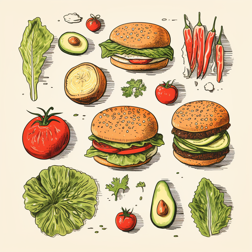 Fresh burger ingredients on a plate