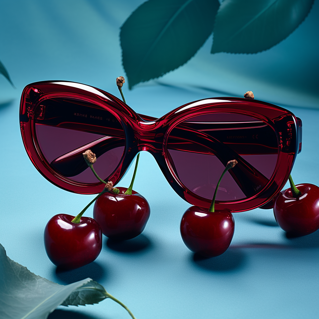 Cherry-shaped burgundy red sunglasses